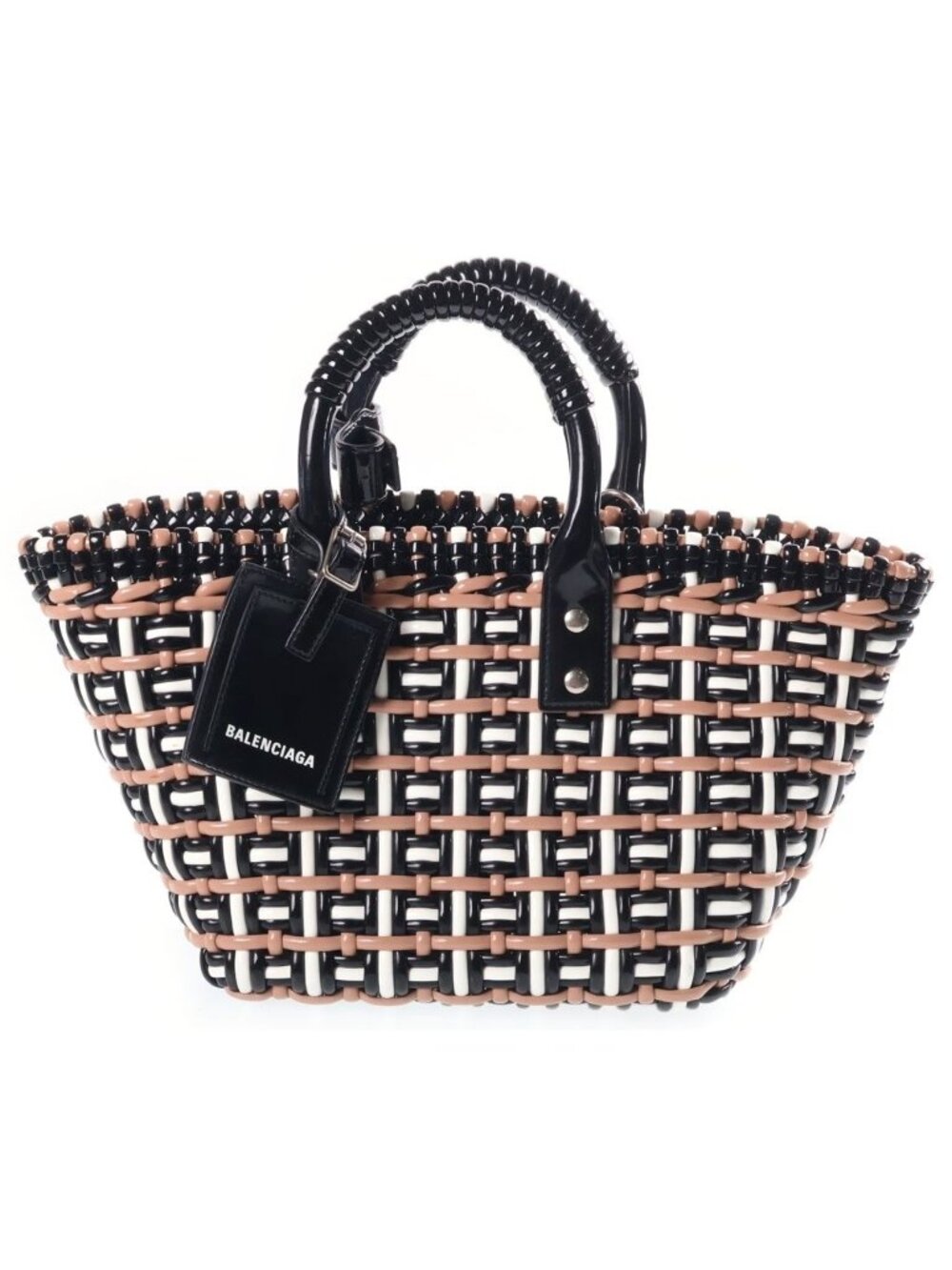 Balenciaga Bistro Basket XS Shoulder Bag Black Beige Silver